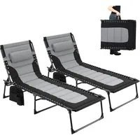 TLGREEN Gartenliege,XXL Sonnenliege klappbar,Gartenliege mit Kopfstütze, 199×66×35 cm Liegestuhl mit 5-Fach Verstellbarer Rückenlehne, 2 St., extra Große Gartenliege bis 150 kg, Strandliege, Relaxliege, Campingliege, Liege für Outdoor