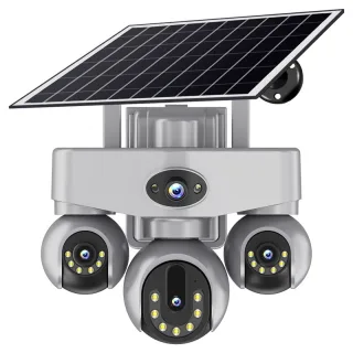 V380 8MP WIFI/4G Solar Security Camera Wireless Outdoor PTZ Quad Screen Night Vision Motion Two Way Audio Weatherproof B