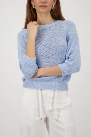 monari - Pullover aus Bändchengarn light sky - Gr. - 40