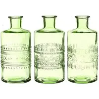 finehomegarden Dekovase Glas Flasche PORTO Ø7,5cm H14cm Glasflasche 3fach sort. Flasche (Set, 3 St., 3er Set), Vintage Vase Glasvase 4Farben wählbar