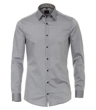 VENTI - Popeline Hemd uni silber - Gr. - 38