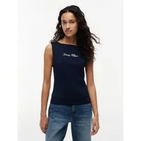 Tommy Hilfiger Tanktop CLASSIC SCRIPT BOAT-NK TOP Baumwollmischung, U-Boot Ausschnitt