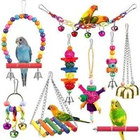 LuxusKollektion Vogelspielplatz Vogelspielzeug für Sittiche mit Leiter Hängematte Spielzeug Glocke