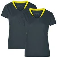 James & Nicholson Laufshirt Doppelpack Damen Kurzarm Laufshirt Running T-Shirt JN471 (Doppelpack, 2 Stück) Atmungsaktiv und Feuchtigkeitsregulierend