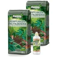Plantop Pflanzerde Plantop Grünpflanzenerde/Palmenerde 2x18 L und 1L Grünpflanzendünger