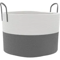 vidaXL Aufbewahrungskorb Aufbewahrungskorb Grau und Weiß Ø51x33 cm Baumwolle