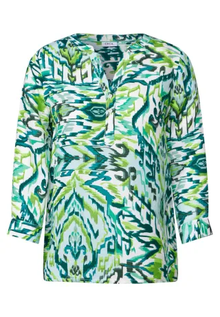 Cecil - Gemusterte Leinenmix-Bluse grün - Gr. - S