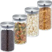 relaxdays Vorratsglas Vorratsgläser 4er Set je 1000 ml, Glas