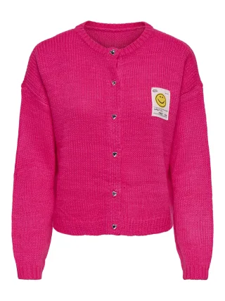 ONLY - ONLMAILEY LS DETAIL O-NECK CARDI CS KNT Neon Pink - Gr. - XS