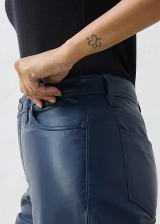 bonprix Lammnappa-Lederhose, blau, Gr.52, elegante Lederhose aus hochwertigem Lammnappa, mit Kniefutter, aus Nappaleder