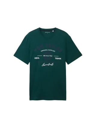 Tom Tailor - T-Shirt mit Logo-Print Deep Green Lake - Gr. - XL
