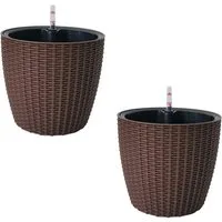 HTI-Living Blumentopf Blumentopf Hydro Ø 21 cm 2er Set Nessa Braun (Set, 2 St., 2 Hydrotöpfe), mit Wasserspeicher und Wasserstandsanzeiger