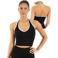 Smilodox Sport-BH Theda, Sport Top Damen Shaped Fit, Seamless, Gym & Freizeit Halterneck, V-Ausschnitt, Seamless, Stretch, Kontrastdetails