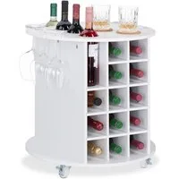 relaxdays Weinregal Weißes Weinregal auf Rollen