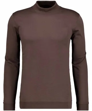 RAGMAN - Pima-Shirt mit Bund, Langarm Braun - Gr. - L