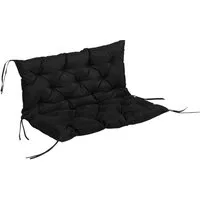 Outsunny Sitzkissen 2 Sitzer, 100x98x8 cm, Bankkissen mit Bändern, Sitzkissen, für Gartenmöbel, Sitzbank Hollywoodschaukel, Schwarz