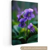 OneMillionCanvasses® Leinwandbild Veilchen - Lila - Blume - Blatt, Fotodruck (1 St), Leinwand Canvas Wandbild, Wanddekoration 20x30 cm