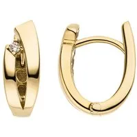 JOBO Paar Creolen Ohrringe oval 13,6 mm, 8 Karat 333 Gold mit 2 Zirkonia