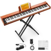 Donner Home-Keyboard Klavier 88 Tasten Elektro piano Einsteiger Tragbares E-Piano DEP-1 (Set, mit Ständer, Sustain-Pedal, Transporttasche und Keyboard-Aufklebern), Einsteiger Digital Keyboard Klavier mit velocity-sensitive Tasten