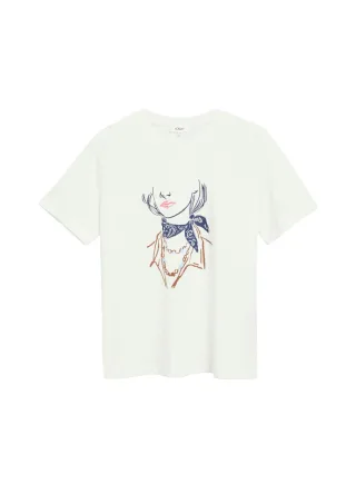 s.Oliver Red Label - T-Shirt mit Frontprint weiß - Gr. - 46