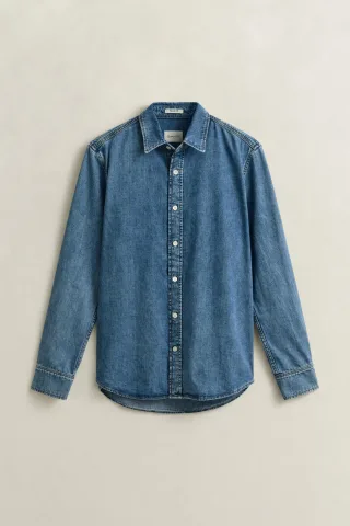 GANT - Jeanshemd semi light blue worn in - Gr. - XXL