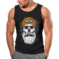 Neverless Tanktop Herren Tank-Top Printshirt Moin Skull Windrose Kompass Totenkopf mit Print