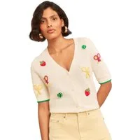 Love & Roses Strickjacke Love & Roses Kurzarm-Strickjacke mit V-Ausschnitt (1-tlg)