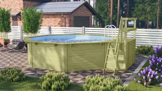 Karibu Achteckpool "Rimini 2X mit Sonnendeck" BxLxH: 550x470x121 cm