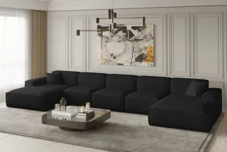 Wohnlandschaft U-Form CELES XL in Stoff Opera Velvet Schwarz