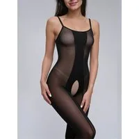 Elegant Love Bodystocking-Ouvert Stilvoller Netz-Catsuit – Dessous mit offenem Schritt & Strumpfhose Strümpfe – Netzstrumpfhose & Body in Schwarz, S–L