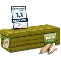 Klappmatratze Faltmatratze 110 cm breit (Basic) - 200x110x8cm -, livasia, 8 cm hoch, Kapok, vegan, handgefertigt