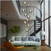 ZMH Pendelleuchte Esstisch 150CM Höhenverstellbar Pendellampe Kronleuchte Wohnzimmer, Glaskugel Hochwertige Design, LED wechselbar, 10-Flammig Grau Esszimmerlampe Schlafzimmer