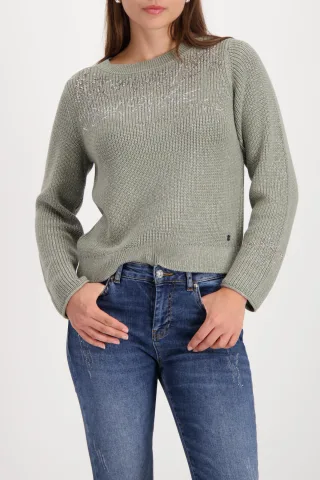 monari - Strickpullover mit Schriftmuster sage - Gr. - 44