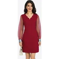 Imily Bela Cocktailkleid Damen Partykleid mit Netz-Ärmeln und Pailletten-Manschetten (Packung, 1-tlg., 1per-Pack) Muschelkragen-V-Ausschnitt
