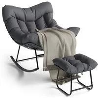 GarveeMore Schaukelsessel Grand Patio Outdoor Schaukelstuhl mit Fußhockel Modern Lounge Chair