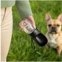 belviona Trinkautomat für Haustiere, Wasserspender mit Einhandbedienung grau 0.35 l, auslaufsicherer, ideal für Spaziergänge & Reisen