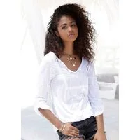 Buffalo Strandshirt mit Stickerei und Quasten, Tunika, 3/4-Arm, Blusenshirt