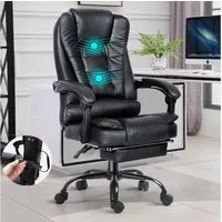 oyajia Bürostuhl Ergonomischer Bürostuhl Massage Chefsessel Drehstuhl Gaming Büro Stuhl, Drehsessel mit verstellbare Lendenkissen, Kopfkissen und Armlehnen