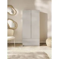 Selsey Kleiderschrank BEMMI mit Fächer, Kleiderstange und 2 Schubladen, Kaschmirgrau