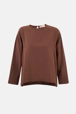 Leinenmischung Schokoladenbraunes Top