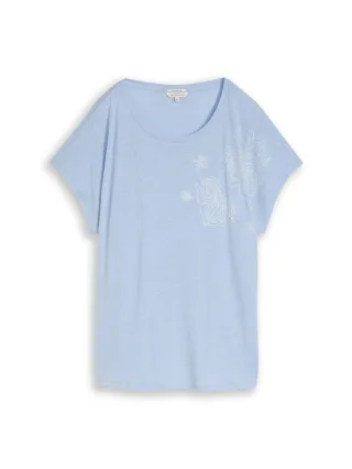 Tom Tailor - Plus Size - T-Shirt mit Leinenanteil kentucky blue - Gr. - 48
