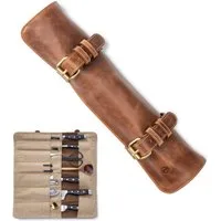 Angus Stoke Messertasche Duplex Messerrolle Leder, Messertasche aus hochwertigem Büffelleder