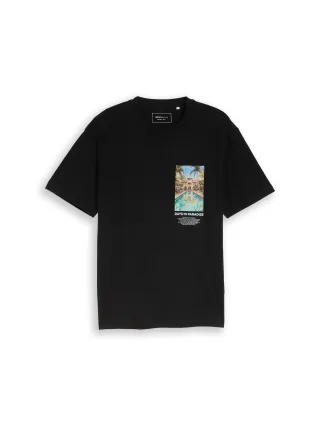 Denim Tom Tailor - Relaxed Fit T-Shirt mit Fotoprint black - Gr. - L