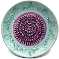 Kaladia Multireibe Reibeteller in türkis und lila, Keramik, handbemalte Küchenreibe - Made in Spain