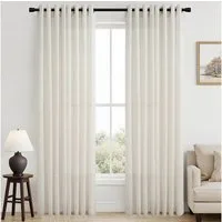 Topfinel Gardine Leinenoptik Gardinen mit Ösen Vorhänge für Wohnzimmer (2 St), Ösen, halbtransparent, vorhänge kinderzimmer halbtransparent Naturfarbe 140x235 Studie Boho