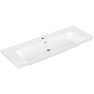 Villeroy und Boch Subway 3.0 Schrank-Waschtisch 4A70D501 130x47cm, mit 1 Hahnloch/mit Überlauf, weiß