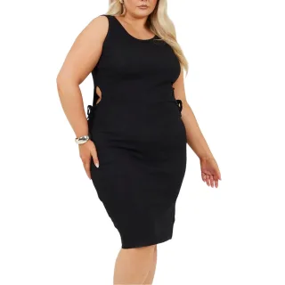 Brave Soul - Midikleid für Damen, Runder Auschnitt, Kurven (Schwarz)