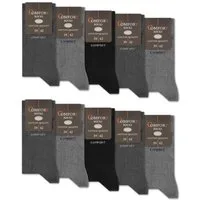 sockenkauf24 Komfortsocken 10 Paar Damen & Herren Comfort Socken (4 x Grau, 4 x Anthrazit, 2 x Schwarz, 47-50) ohne Gummibund & ohne Naht Baumwolle Komfortbund - 13100