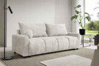 Sofa 3-Sitzer mit Schlaffunktion GIANA Stoff Soft Weiß