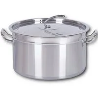 HOOZ Suppentopf Kochtopf Gastronomie Suppentopf Groß 13-100 Liter für alle Herdarten, Edelstahl (XXL Partytopf 15 l mit Deckel, 2-tlg., Induktionsgeeignet, inkl. Deckel und innenliegender Messskala), Großvolumiger Gastro-Topf – für Großküche & Feiern